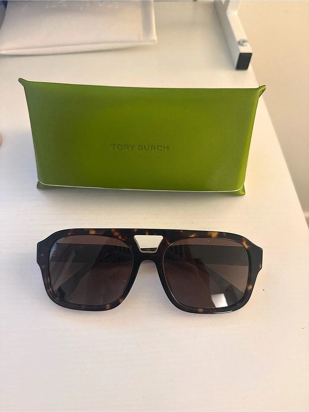 Tory Burch Miller Navigator Sunglasses, Brown Tortoiseshell